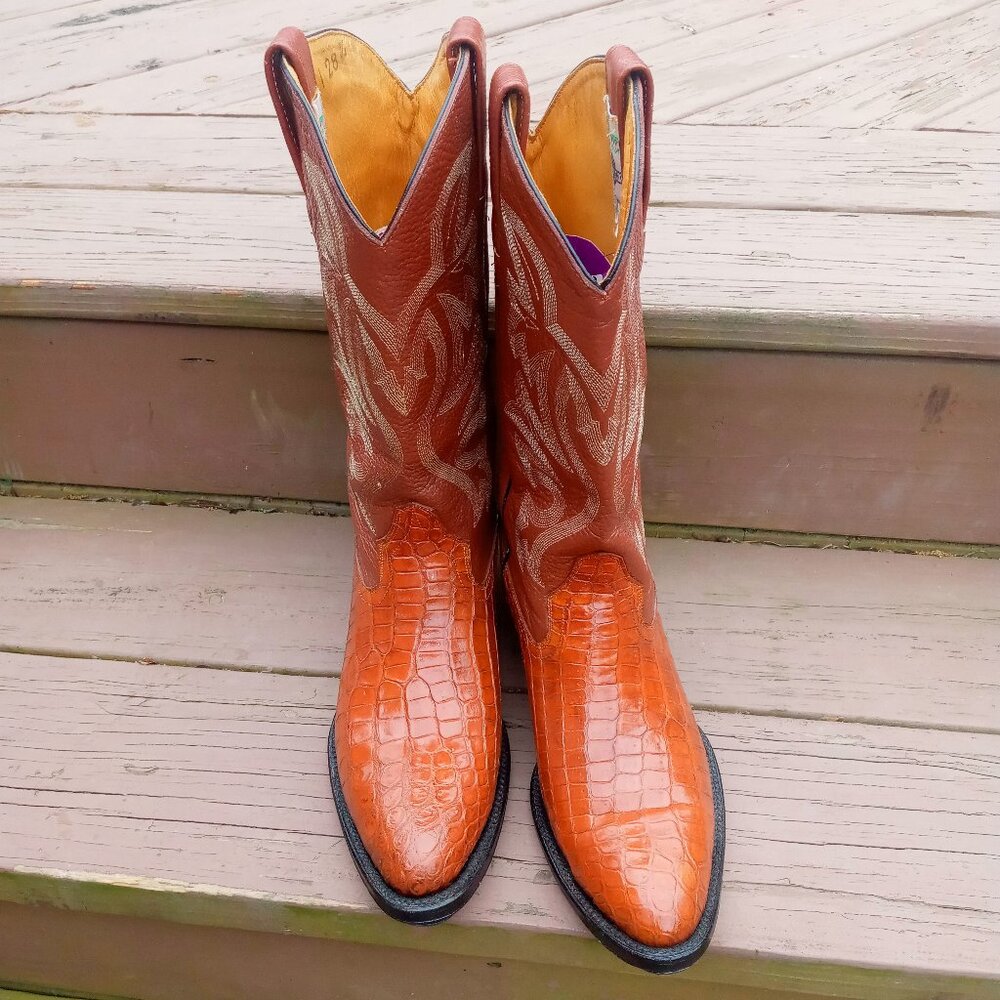 African Only Alligator Belly Western Boots Mens Sz 9